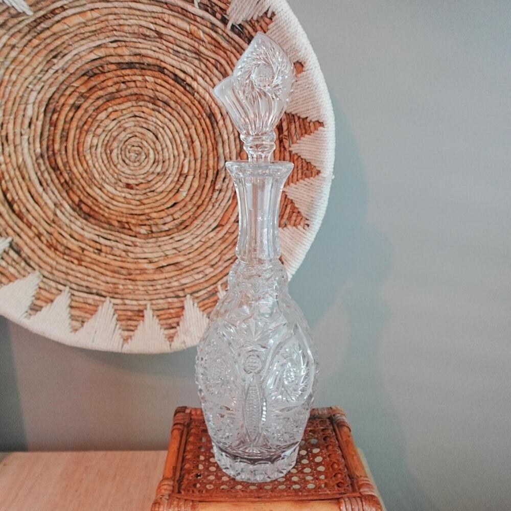 Vintage 1980s Hofbauer Crystal Decanter • West German Liquor Bottle